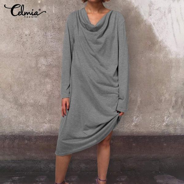 celmia 2019 autumn gray shirt dress women cowl neck long sleeve casual loose pleated party midi vestidos mujer plus size, Black;gray
celmia 2019 autumn gray shirt dress women cowl neck long sleeve casual loose pleated party midi vestidos mujer plus size, Black;gray