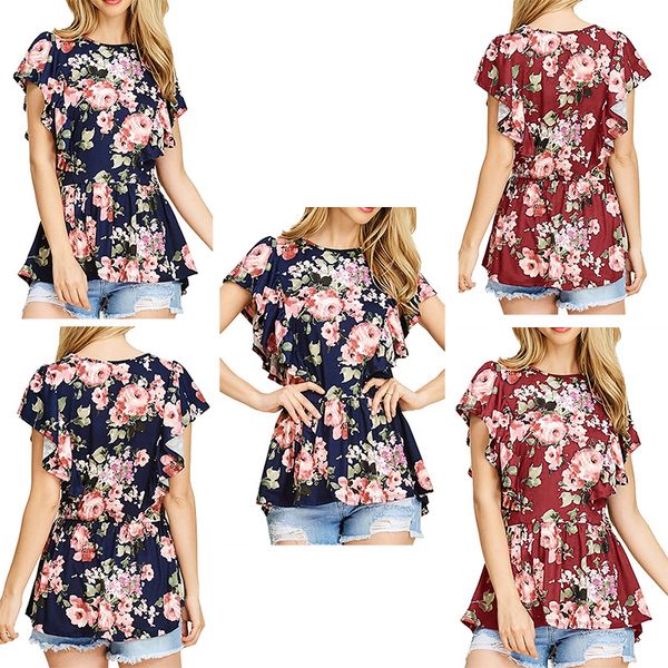 2019 fashion women's short sleeve blouse floral print t-shirt tunic casual for women size s-xl, White
2019 fashion women's short sleeve blouse floral print t-shirt tunic casual for women size s-xl, White