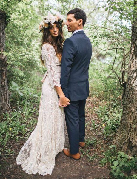 bohemian full lace wedding dresses country forest casual long sleeve western bridal gowns boho v neck wedding gowns plus size custom made, White
bohemian full lace wedding dresses country forest casual long sleeve western bridal gowns boho v neck wedding gowns plus size custom made, White