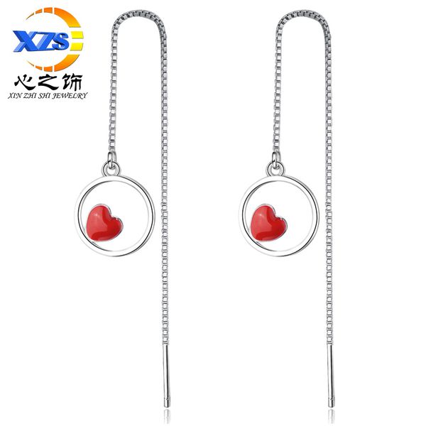 korean-style small fresh circle love red heart ear wire long earrings temperament personality design cold-style earrings, Silver
korean-style small fresh circle love red heart ear wire long earrings temperament personality design cold-style earrings, Silver