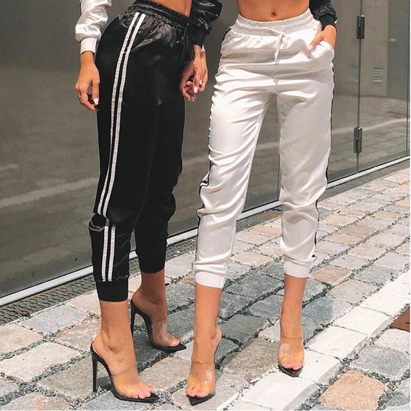 women running pants striped slim sports trousers 2019 summer loose active shorts 3 color solid elastic waist casual pencil pant, Black;blue
women running pants striped slim sports trousers 2019 summer loose active shorts 3 color solid elastic waist casual pencil pant, Black;blue