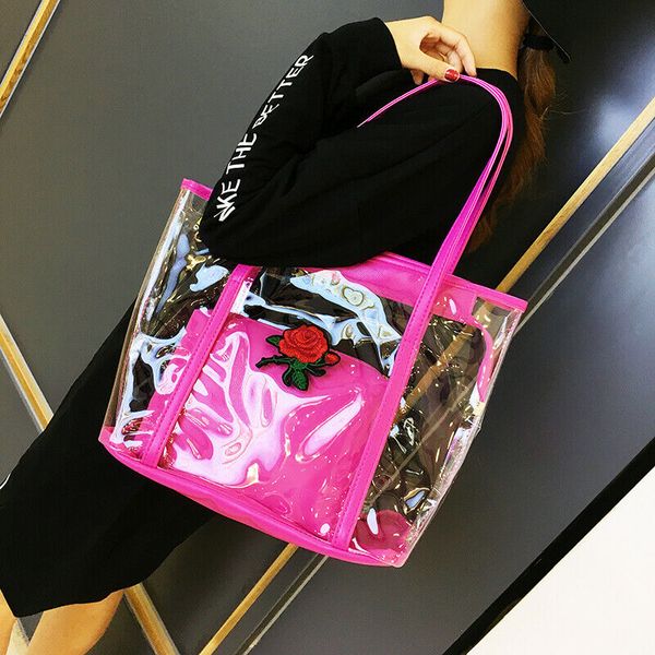 2019 women composite bags transparent handbags women's fashion beach bags summer shoulder rose casual handbags
2019 women composite bags transparent handbags women's fashion beach bags summer shoulder rose casual handbags
