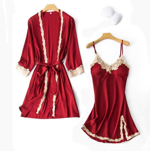 pyjama gown set women sleep suit 2pcs nightshirts v-neck pajamas silky sleepwear spring nighty robe wear home negligee homewear, Black;red
pyjama gown set women sleep suit 2pcs nightshirts v-neck pajamas silky sleepwear spring nighty robe wear home negligee homewear, Black;red