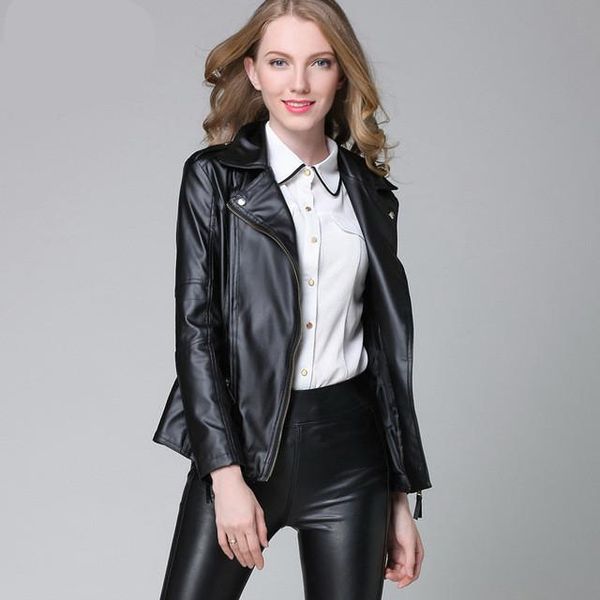 elegant spring autumn leather jacket basic new women short pu leather coat ladies slim motorcycle jaqueta outerwear fit, Black;brown
elegant spring autumn leather jacket basic new women short pu leather coat ladies slim motorcycle jaqueta outerwear fit, Black;brown