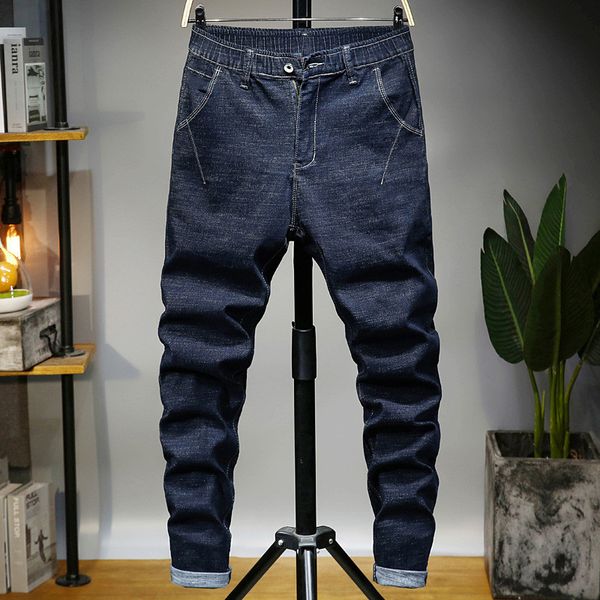 men jeans denim harem pants full length solid color loose plus size elastic waist cowboy trousers male spring autumn, Blue
men jeans denim harem pants full length solid color loose plus size elastic waist cowboy trousers male spring autumn, Blue