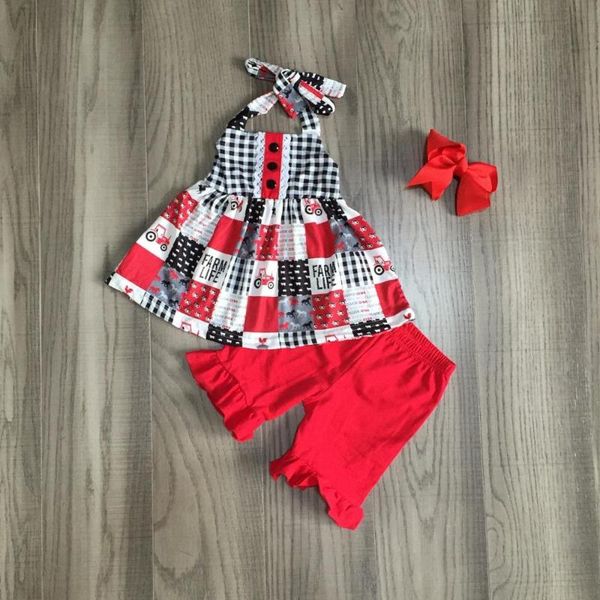 new arrivals summer baby girls boutique black red plaid farm life truck cotton shorts set outfits children clothes match bow, White
new arrivals summer baby girls boutique black red plaid farm life truck cotton shorts set outfits children clothes match bow, White