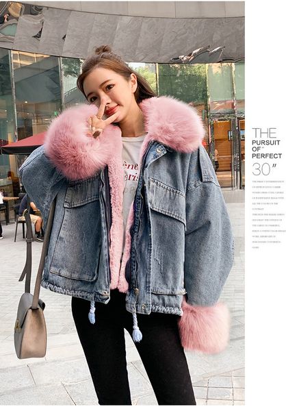 jeans coat women's 2019 winter new style korean-style fur collar deconstructable loose bat sleeve jeans coat parka, Blue;black
jeans coat women's 2019 winter new style korean-style fur collar deconstructable loose bat sleeve jeans coat parka, Blue;black