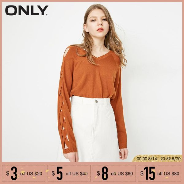 only new v-neck hollow out design loose knit | 118124555, White;black 
only new v-neck hollow out design loose knit | 118124555, White;black