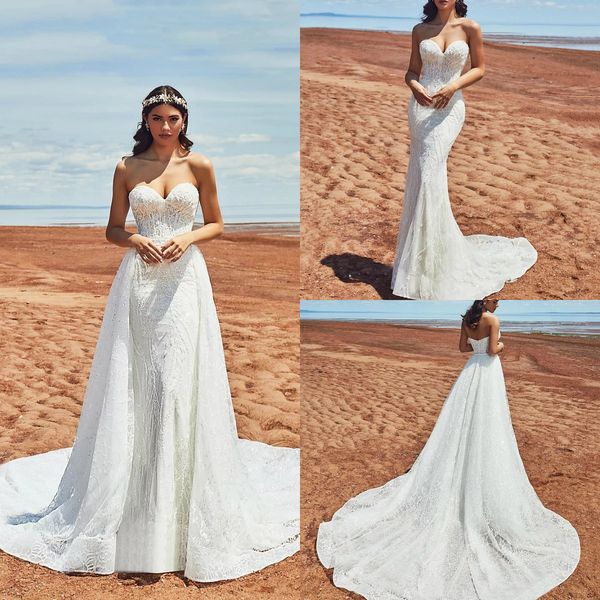 2020 mermaid wedding dress with detachable train strapless sweetheart appliqued bridal dress beaded sequins backless vestidos de novia, White
2020 mermaid wedding dress with detachable train strapless sweetheart appliqued bridal dress beaded sequins backless vestidos de novia, White