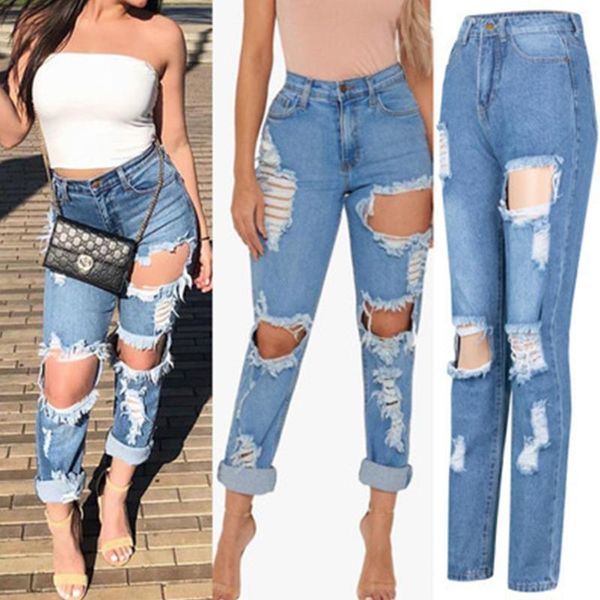 wepbel women jeans denim pants loose plus-sized hole high waist jeans women's ripped pockets button, Blue
wepbel women jeans denim pants loose plus-sized hole high waist jeans women's ripped pockets button, Blue