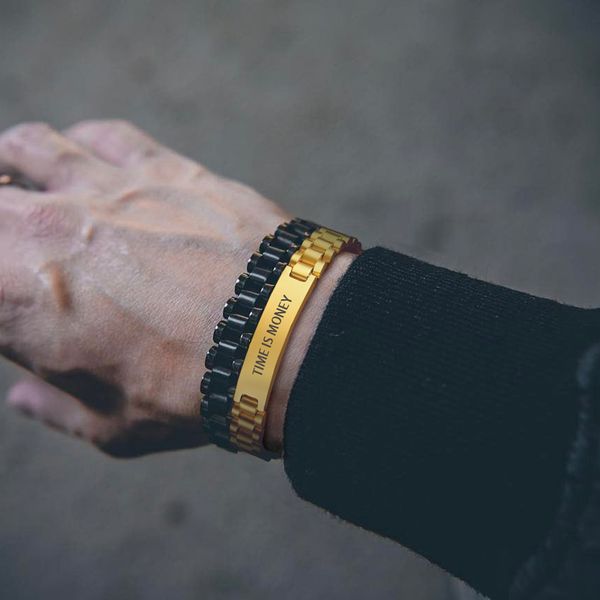 men link band bracelet inspiration engravable stainless steel watchband bracelts personalized jewelry, Golden;silver
men link band bracelet inspiration engravable stainless steel watchband bracelts personalized jewelry, Golden;silver