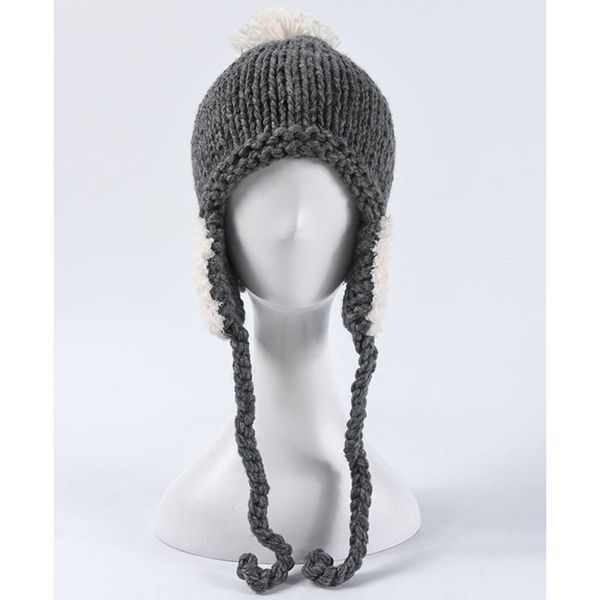women girls winter cable knitted earflap hat cute love heart plush ear warmer with pompom solid color student school beanie cap, Blue;gray 
women girls winter cable knitted earflap hat cute love heart plush ear warmer with pompom solid color student school beanie cap, Blue;gray