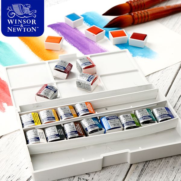 winsor&newton imported solid watercolor paints 12/16/24/45 colors half pans pigment set for artist art supplies
winsor&newton imported solid watercolor paints 12/16/24/45 colors half pans pigment set for artist art supplies