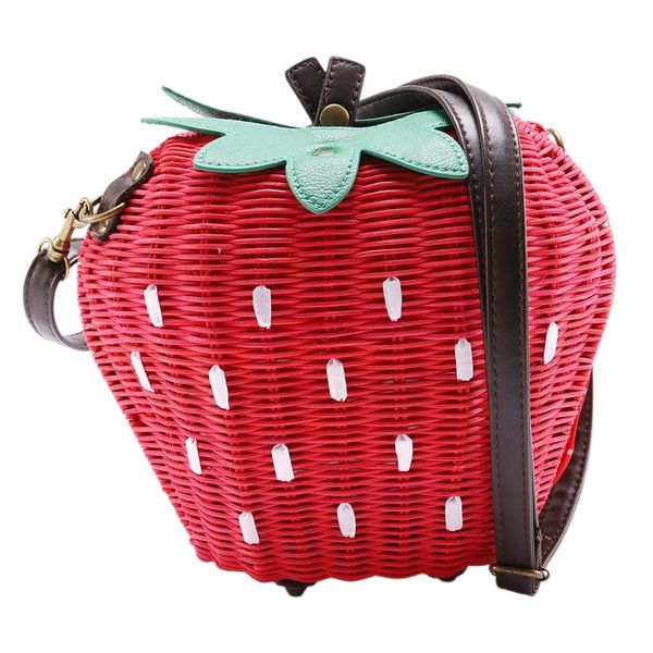 rattan bag pastoral woven fashion handbags fruit strawberry bag cartoon messenger