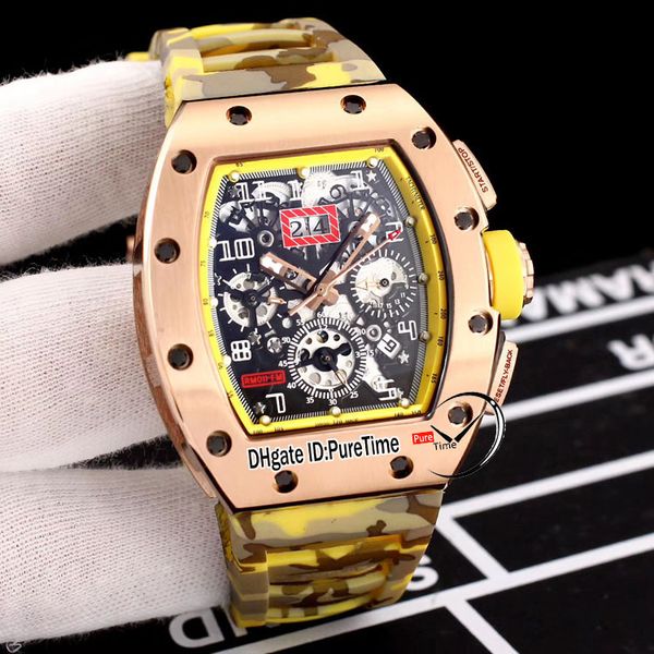 rm011 flyback miyota automaitc mens watch rose gold yellow inner black skeleton dial big date yellow camouflage rubber watches puretime c3, Slivery;brown
rm011 flyback miyota automaitc mens watch rose gold yellow inner black skeleton dial big date yellow camouflage rubber watches puretime c3, Slivery;brown