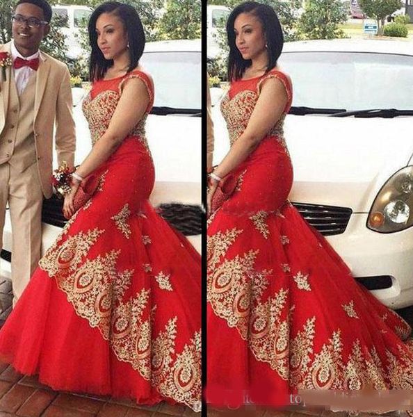 mermaid evening dresses red sheer scoop neck sleeveless negeria style with gold lace appliques prom party gowns 2020 scalloped sweep train, Black
mermaid evening dresses red sheer scoop neck sleeveless negeria style with gold lace appliques prom party gowns 2020 scalloped sweep train, Black