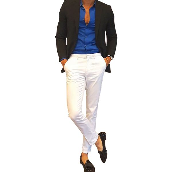 men's casual fashion slim fit flat straight white iron pants for wedding party with new style or any party men's pants, White;black
men's casual fashion slim fit flat straight white iron pants for wedding party with new style or any party men's pants, White;black