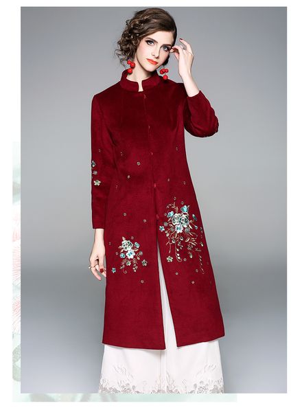 new winter original design chinese style poney embroidered long-sleeved warm long-section woolen jacket outerwear for women, Black
new winter original design chinese style poney embroidered long-sleeved warm long-section woolen jacket outerwear for women, Black