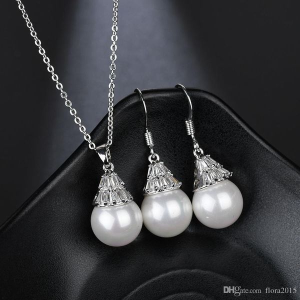 zircon water drop design pearl necklace and dangle earring set for women party jewelry gift, Silver
zircon water drop design pearl necklace and dangle earring set for women party jewelry gift, Silver