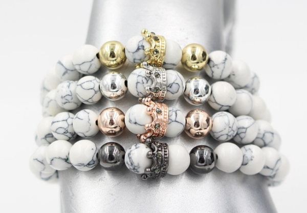 8mm th2342 gold silver micro pave cz zircon cubic zirconia bracelet adjusted nature stone bead crown white howlite bangles, Black
8mm th2342 gold silver micro pave cz zircon cubic zirconia bracelet adjusted nature stone bead crown white howlite bangles, Black