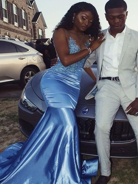 sky blue mermaid prom dressese 2020 sheer neck sleeveless lace floor length evening party gown zipper back cocktail dress robe de soiree, Black
sky blue mermaid prom dressese 2020 sheer neck sleeveless lace floor length evening party gown zipper back cocktail dress robe de soiree, Black