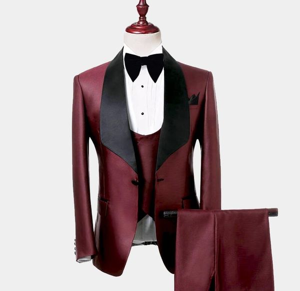 burgundy mens suits tuxedo with black shawl lapel wedding tuxedo custom made 3 pieces jacket vest pants, Black;gray
burgundy mens suits tuxedo with black shawl lapel wedding tuxedo custom made 3 pieces jacket vest pants, Black;gray