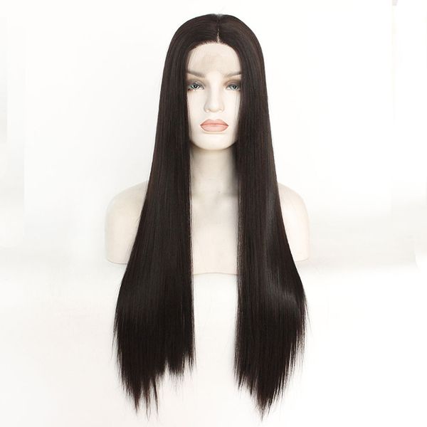 long straight lace front wigs centre parting brown 14''-26'' heat resistant synthetic lace wig high quality, Black
long straight lace front wigs centre parting brown 14''-26'' heat resistant synthetic lace wig high quality, Black