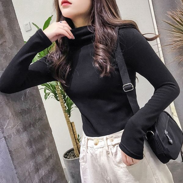 five crab 2019 mock-neck plain fleece t- lined long-sleeved t-shirt women's base shirt women's clothing, White
five crab 2019 mock-neck plain fleece t- lined long-sleeved t-shirt women's base shirt women's clothing, White
