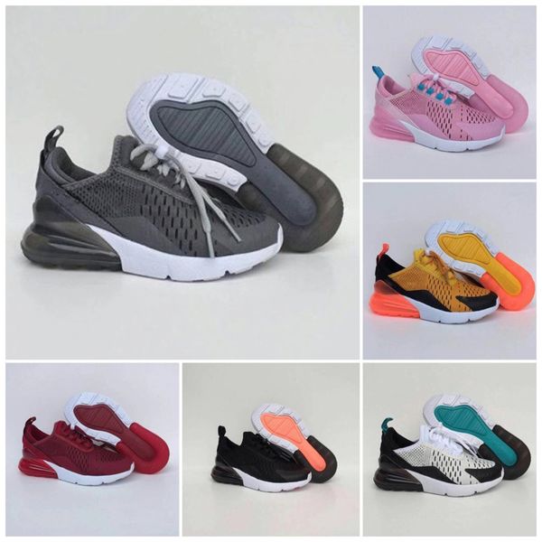 

nike air max 270 riginal дети спортивные тренеры мода детская баскетбольная обувь дешевые новые детские мальчики девочки зашнуровать кроссов, Black