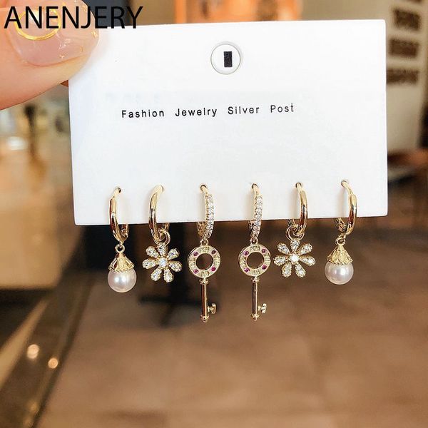 anenjery temperament pearl key flower pendant hoop earrings sets for women 925 sterling silver 6-piece earrings set jewelry, Golden;silver
anenjery temperament pearl key flower pendant hoop earrings sets for women 925 sterling silver 6-piece earrings set jewelry, Golden;silver