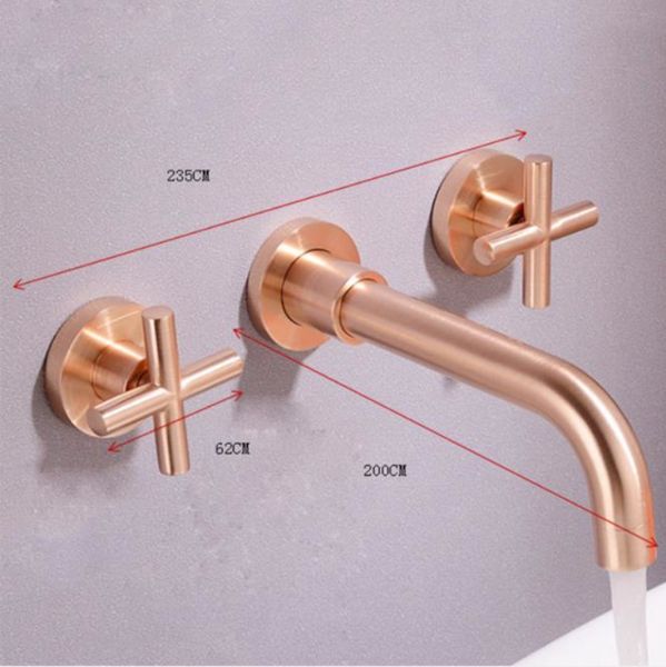 brushed rose gold faucet in wall mounted concealed faucet and cold mixing tap copper material 3 holes
brushed rose gold faucet in wall mounted concealed faucet and cold mixing tap copper material 3 holes