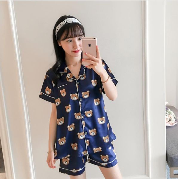 printing 2019 summer short sleeve silk pajamas set two pieces set women sleepwear nightwear for women sleeping suit, Black;red
printing 2019 summer short sleeve silk pajamas set two pieces set women sleepwear nightwear for women sleeping suit, Black;red
