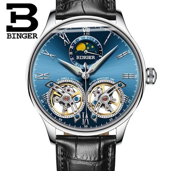 switzerland men watches binger skeleton automatic watch men self-wind casual mechanical wristwatch relogio masculino 2019 blue, Slivery;brown
switzerland men watches binger skeleton automatic watch men self-wind casual mechanical wristwatch relogio masculino 2019 blue, Slivery;brown