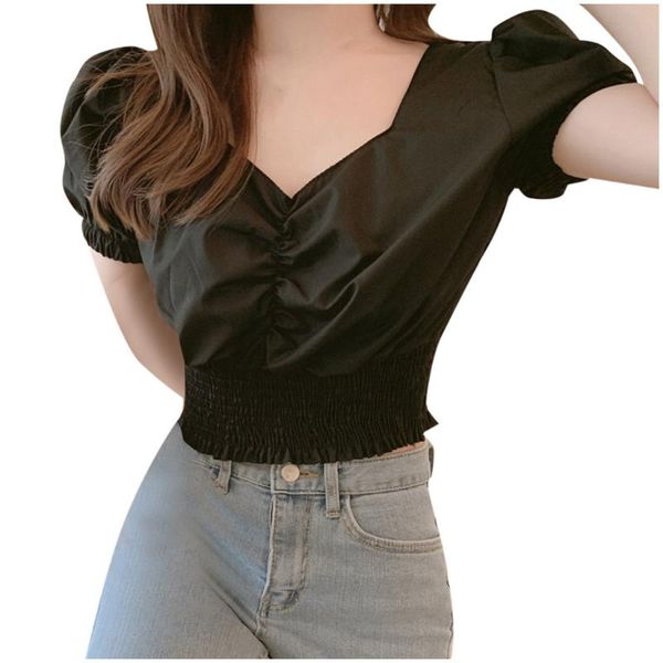 women's blouses & shirts fashion women casual short puff sleeve solid v-neck ladies leisure cozy 2021 trends personality sexy, White
women's blouses & shirts fashion women casual short puff sleeve solid v-neck ladies leisure cozy 2021 trends personality sexy, White