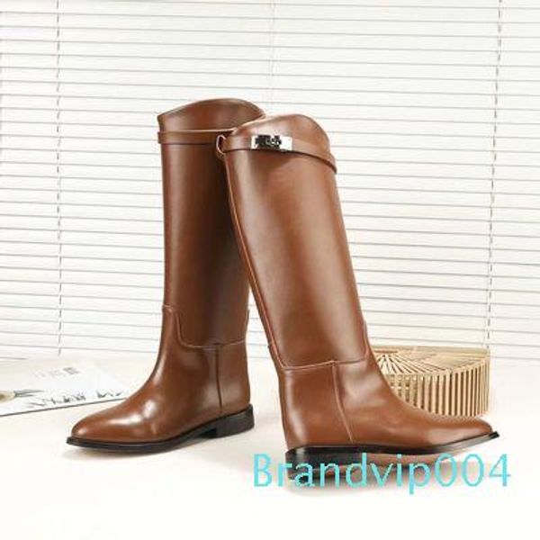 genuine leather long boots woman motorcycle booties belt strap metal shark lock flat heel knee high boots, Black
genuine leather long boots woman motorcycle booties belt strap metal shark lock flat heel knee high boots, Black