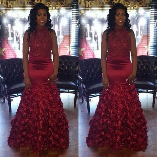 2019 halter burgundy prom dresses mermaid 3d floral flowers long african black girls evening gowns plus size vestidos de festa party dress
2019 halter burgundy prom dresses mermaid 3d floral flowers long african black girls evening gowns plus size vestidos de festa party dress