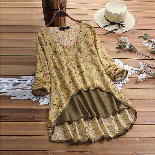 women shirts long sleeve v-neck floral printed vintage casual loose causal fashion, White
women shirts long sleeve v-neck floral printed vintage casual loose causal fashion, White