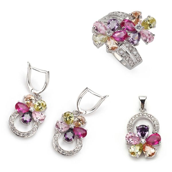 shunxunze sumptuous wedding jewelry sets flower (ring/earring/pendant) pink purple morganite peridot cubic zirconia rhodium plated r504set, Silver
shunxunze sumptuous wedding jewelry sets flower (ring/earring/pendant) pink purple morganite peridot cubic zirconia rhodium plated r504set, Silver