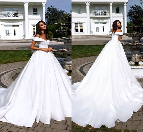 2020 white satin off the shoulder ball gown wedding dresses draped court train bridal gowns long wedding reception dress new vestidos
2020 white satin off the shoulder ball gown wedding dresses draped court train bridal gowns long wedding reception dress new vestidos