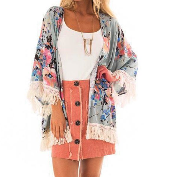 summer kimono cardigan womens and blouses 2018 boho floral print shirts tunic beach tassel ladies for womens clothing, White
summer kimono cardigan womens and blouses 2018 boho floral print shirts tunic beach tassel ladies for womens clothing, White