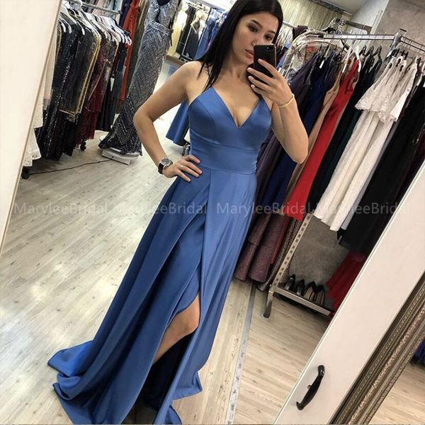 simple robe de soiree smoke blue evening dress spaghetti straps high slit girls formal party dress abendkleider 2020 new, White;black
simple robe de soiree smoke blue evening dress spaghetti straps high slit girls formal party dress abendkleider 2020 new, White;black