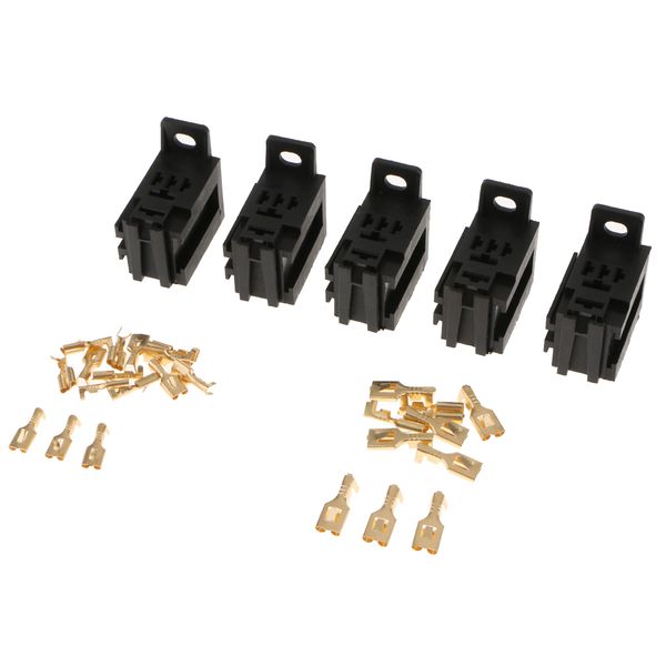 set of 5 automotive relay socket connector & terminals 40amp 12v
set of 5 automotive relay socket connector & terminals 40amp 12v