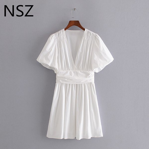 casual dresses nsz women cotton white summer dress deep v neck elegant pleated short mini puff sleeve slim office ladies vestidos, Black;gray
casual dresses nsz women cotton white summer dress deep v neck elegant pleated short mini puff sleeve slim office ladies vestidos, Black;gray