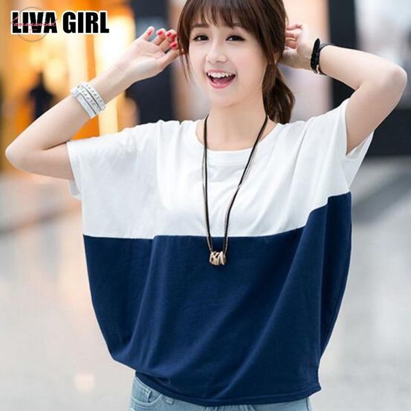 summer comfortable women loose bat sleeve shirt casual tees patchwork o neck t shirts chemise ladies size 2xl, White
summer comfortable women loose bat sleeve shirt casual tees patchwork o neck t shirts chemise ladies size 2xl, White