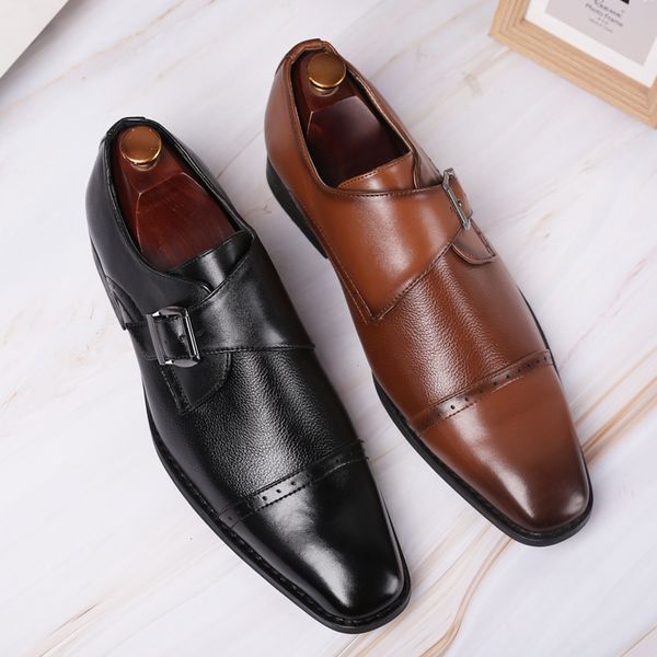 39~47 large size brown monk strap loafer brogue dress shoes men italian pointed toe slip on formal wedding suit leather shoes, Black
39~47 large size brown monk strap loafer brogue dress shoes men italian pointed toe slip on formal wedding suit leather shoes, Black