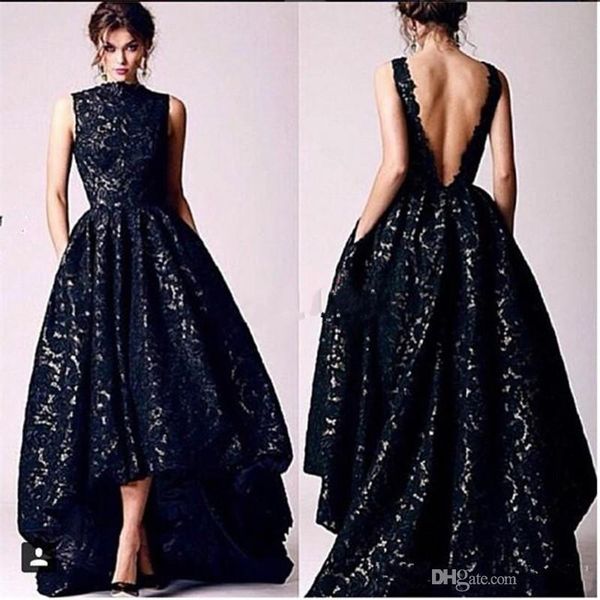 arabic hi lo black lace evening dresses vintage 2020 new occasion high neck backless formal prom party gowns vestido de festa, Black;red
arabic hi lo black lace evening dresses vintage 2020 new occasion high neck backless formal prom party gowns vestido de festa, Black;red