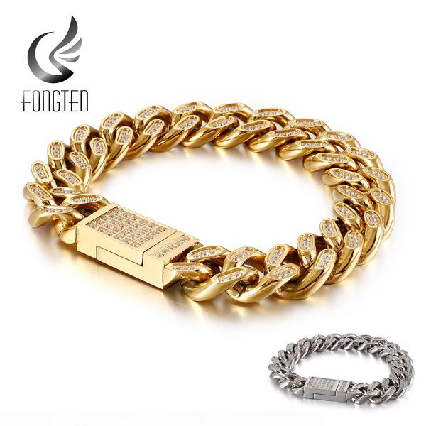 fongten zircon decorate bracelet silver gold stainless steel cuban link chain men bracelets fashion jewelry, Golden;silver
fongten zircon decorate bracelet silver gold stainless steel cuban link chain men bracelets fashion jewelry, Golden;silver