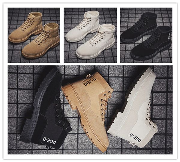 versatile martin boots british style platform casual fashion men's shoes lace-up work style men's boots, Black