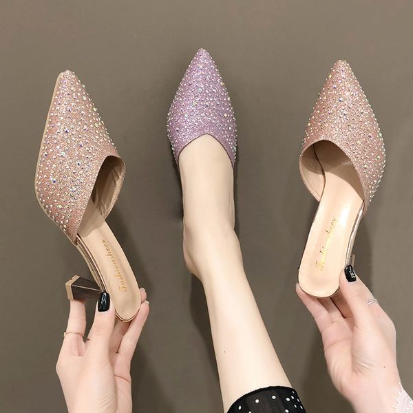 high-heeled shoes lady glitter slides ladies' slippers slipers women fashion med thin heels heeled jelly 2020 summer, Black
high-heeled shoes lady glitter slides ladies' slippers slipers women fashion med thin heels heeled jelly 2020 summer, Black