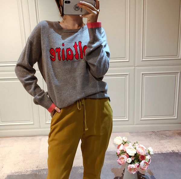 100% cashmere women sweater gray embroidery letter simple o-neck long-sleeved pullover autumn winter female knitted sweater, White;black
100% cashmere women sweater gray embroidery letter simple o-neck long-sleeved pullover autumn winter female knitted sweater, White;black